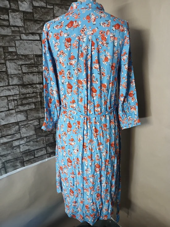 Lucky Brand Blue Maxi Dress with Red Floral Print - Picture 8 of 10